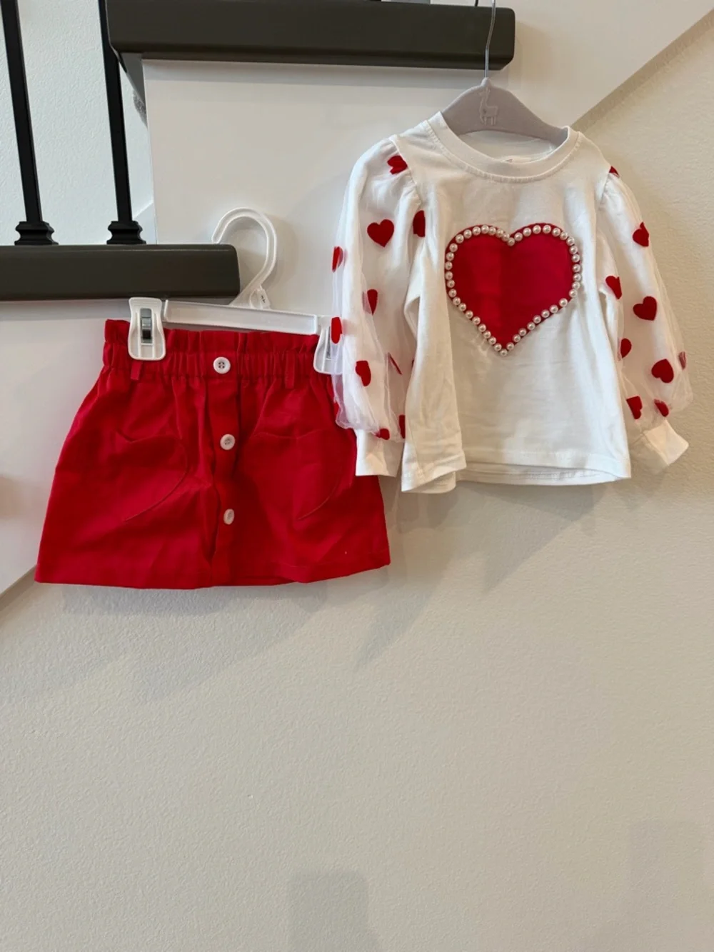 2T Red Heart Top & Skirt Set